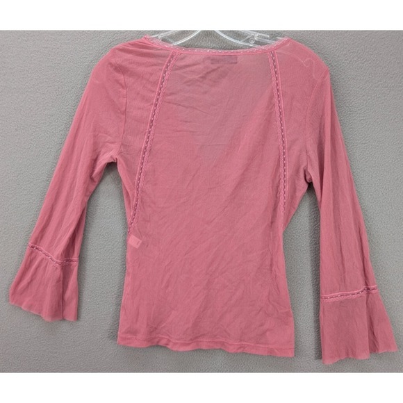 The Limited Mesh Top Women's M Flare Sleeves Embellished Rhinestone V-Neck Y2K‎ - Picture 7 of 13